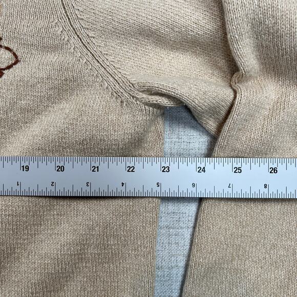 Alfred Dunner Full Zip Fall Cardigan Women's 1X Tan Cottagecore Leaves Beaded - Picture 4 of 7